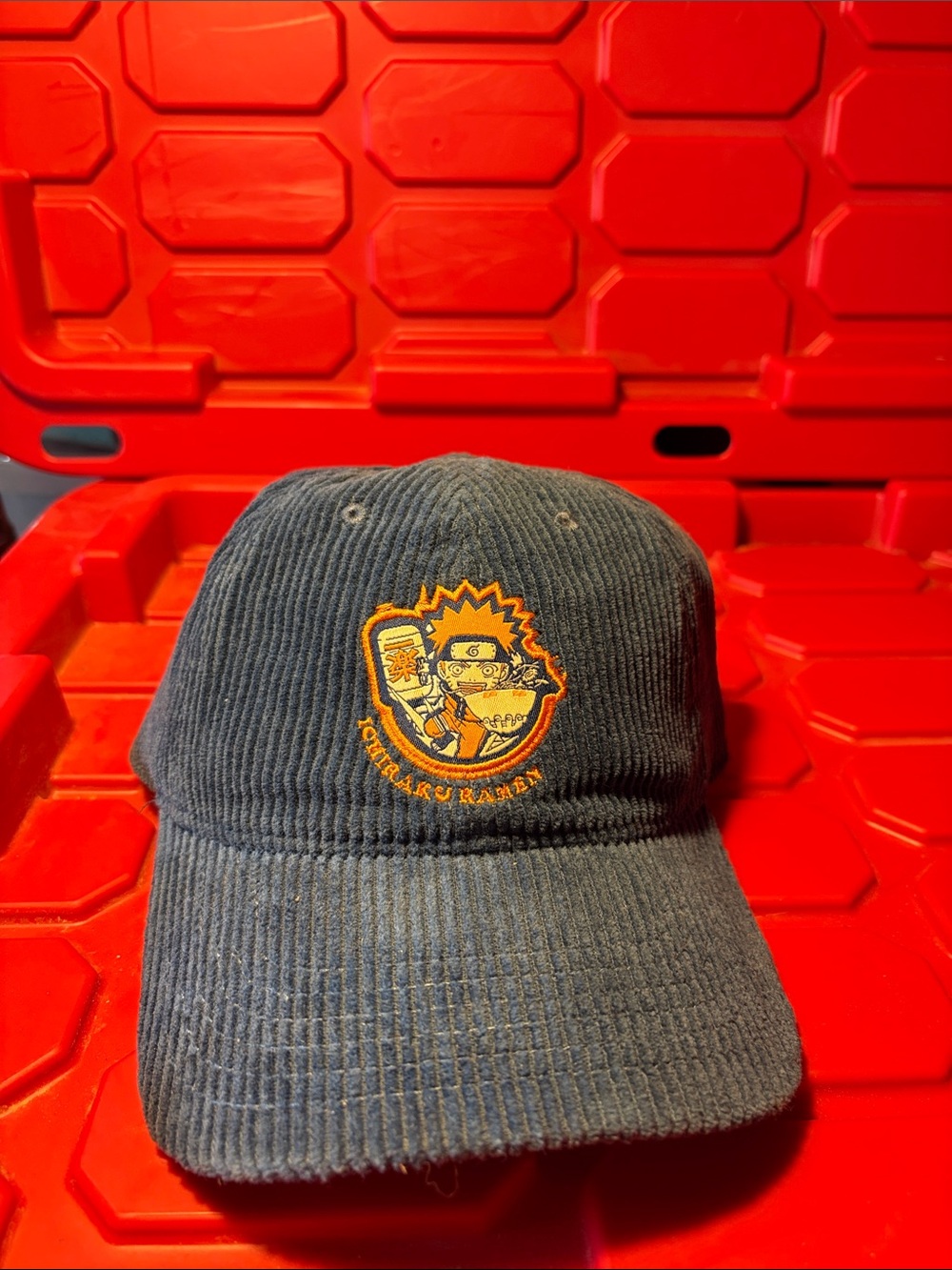 Naruto Shippuden Ichiraku Ramen Corduroy Adjustable Baseball Hat Cap Blue Ripple
